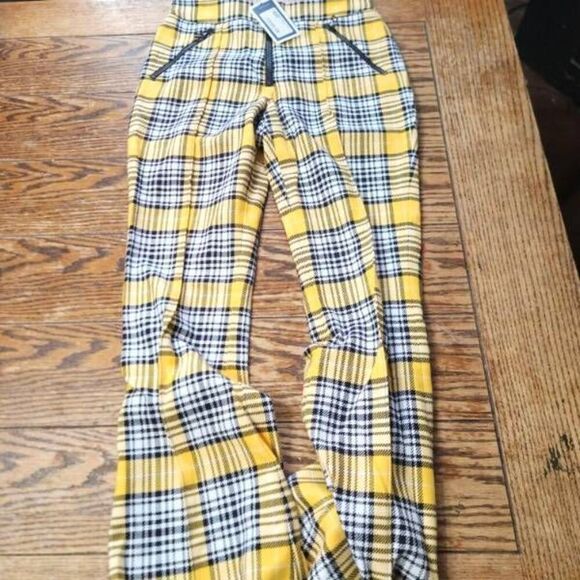 NWT Veronica Beard Fraser Plaid Pants Checked Flare Trouser Yellow Size 2 - Picture 3 of 7